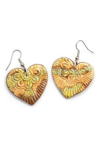 Metallic Ceramic Heart Earrings Metallic Ceramic Heart Earrings